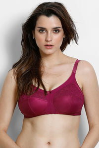 Curv Single Layered Non Wired Full Coverage Super Support Bra-Wine