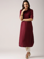 Load image into Gallery viewer, Maroon Woven Design Pathani Kurati
