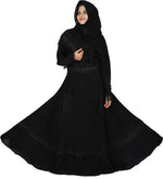 Load image into Gallery viewer, DC Abaya Burka For Woman Design Lace &amp; Stone Work With Hijab and Mouthpiece (Free Size,Burqa for woman) Firdous Self Design Burqa With Hijab  (Black)
