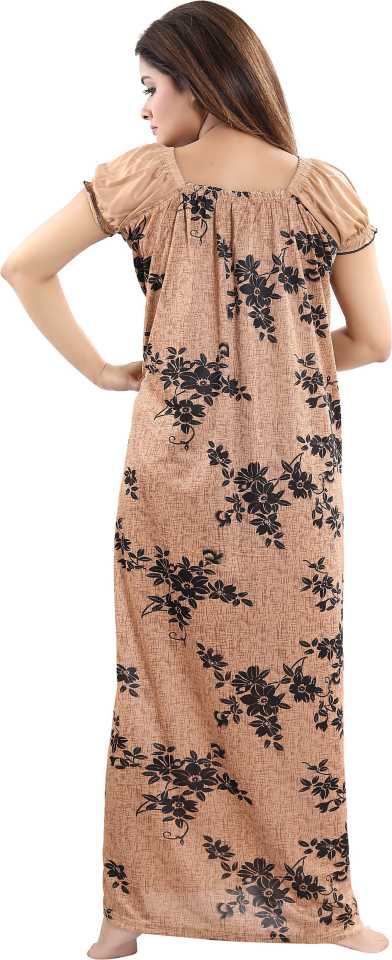 Women Nighty  (Brown, Black)